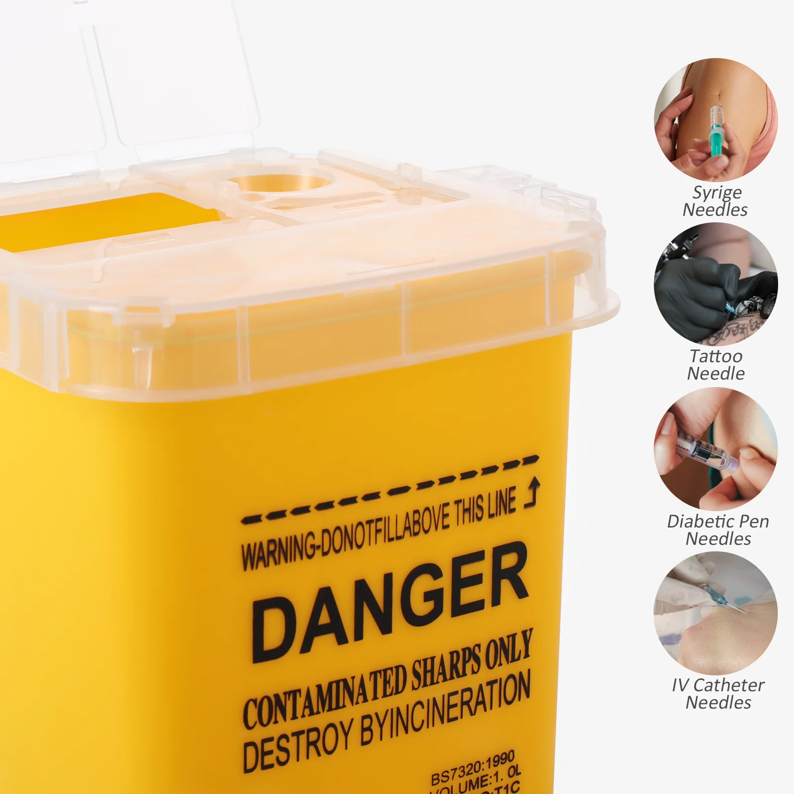 

Disposal Container Yellow Sharps Box Durable Needles Storage For Travel Portable Sharps Disposal Container Health