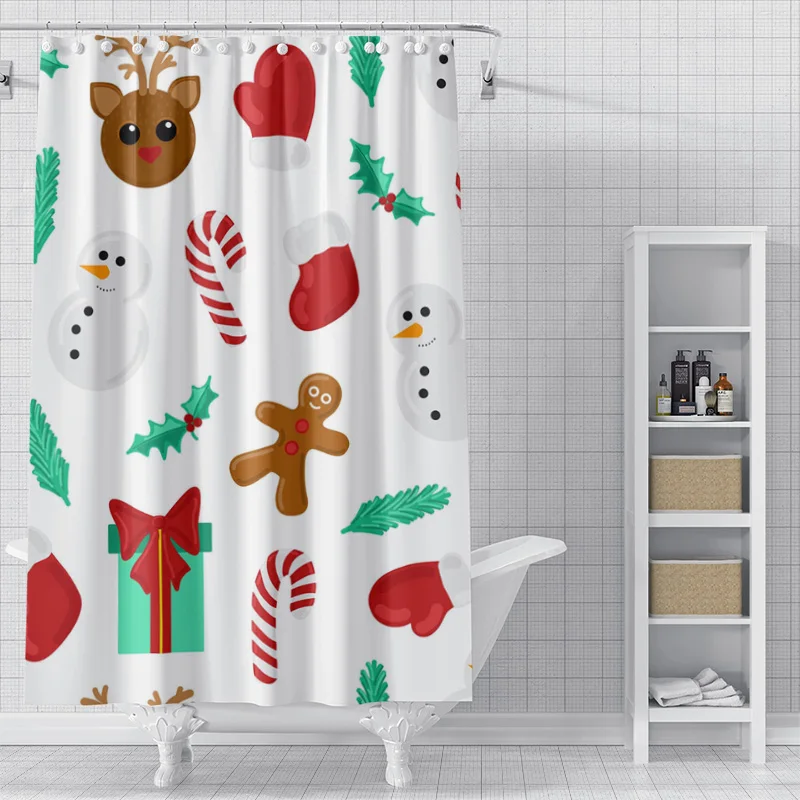 Home decoration shower curtains for bathroom waterproof curtain fabric Modern Nordic style Living Room Merry Christmas winter