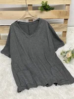 Plus Size Women's V-Neck Short Sleeve Casual T-Shirt with Front Pockets Comfortable and Stylish Top 3