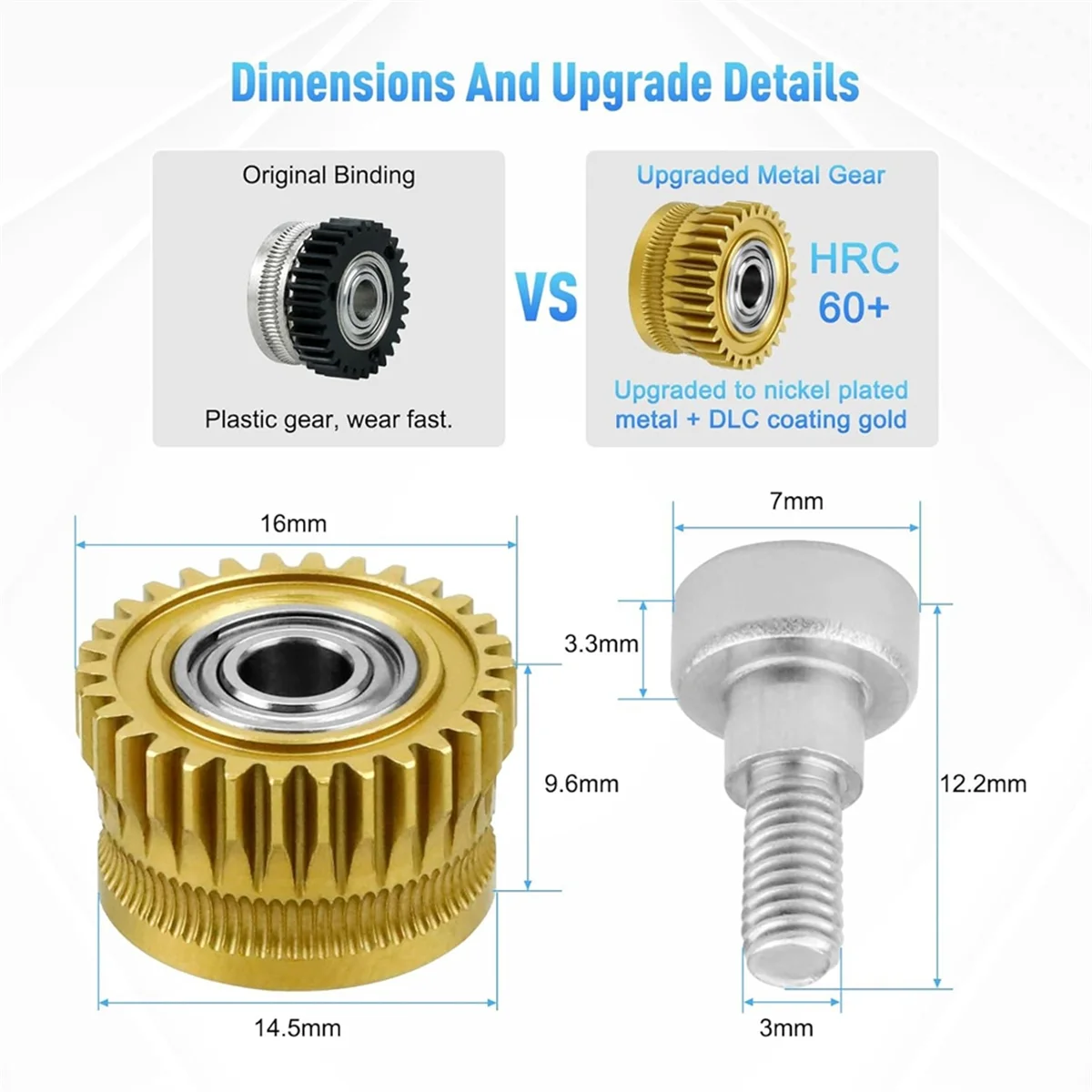 BISMZ K1 Max Extruder، K1 مجموعة ترقية تروس المحمل المزدوج من الفولاذ المقسى، لأجزاء ملحقات الطابعة ثلاثية الأبعاد K1 / K1C