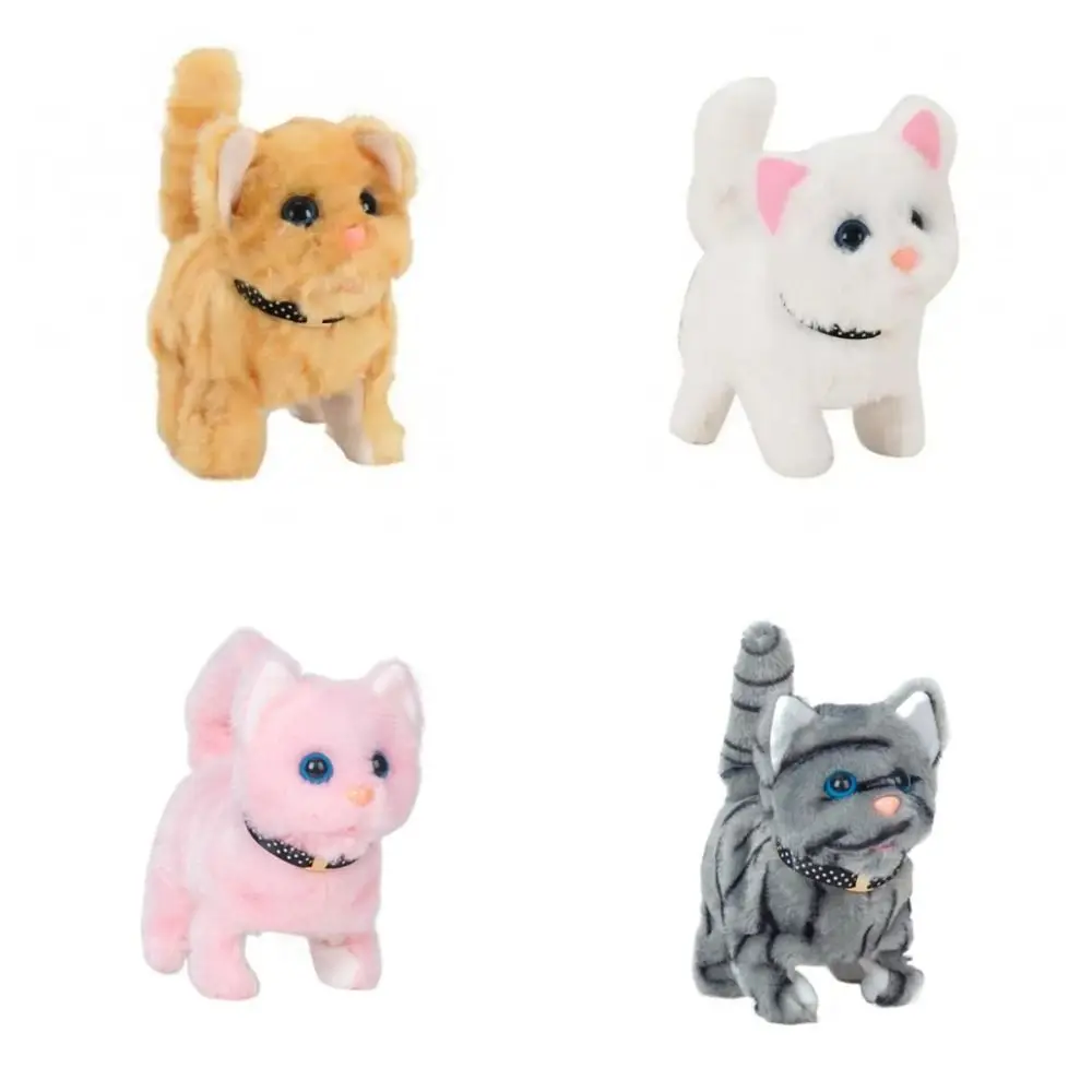 Creative Interactive Cute Electronic Pet Cartoon Soft Meow Cat Toy Plush Stuffed Voice Walking Cat Plush ​Doll Kids