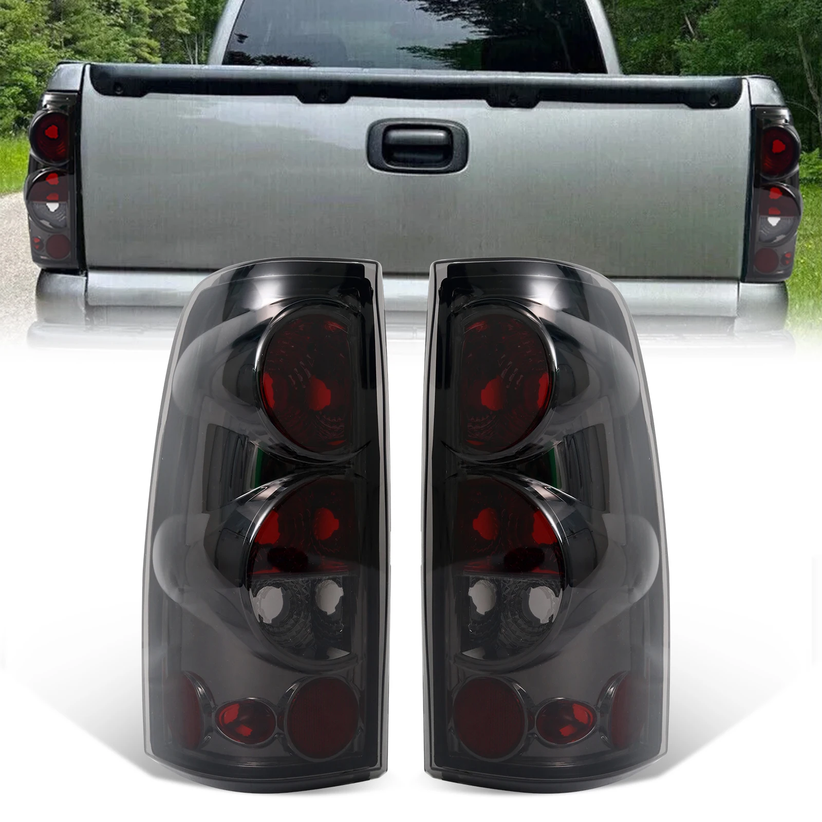 

Tail Light Assembly Brake Lamp Warning Left/Right for 1999-2006 Chevy Silverado GM2800174 GM2801174 Pair of Smoked Brake Lights