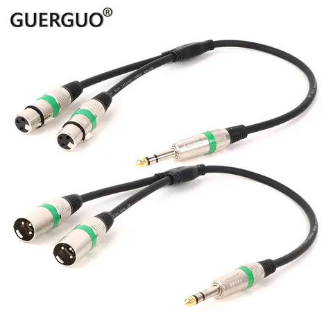 1/4" TRS 6.5 Stereo Male to Dual XLR Female/Male Audio Cable for Mic Mixer Guitar Amplifier Speaker Y Splitter Shielded Cord
