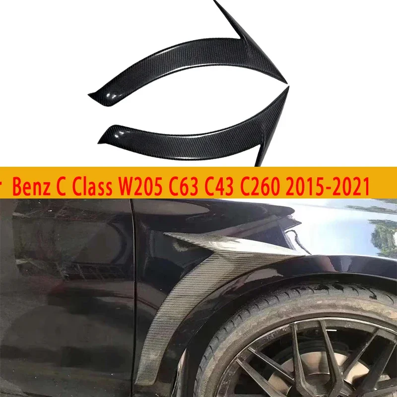 

For Benz C Class W205 C63 C43 C260 2015-2021 Front Fender Vent Fin Trim Covers Carbon Fiber Side vents Car Car Accessories