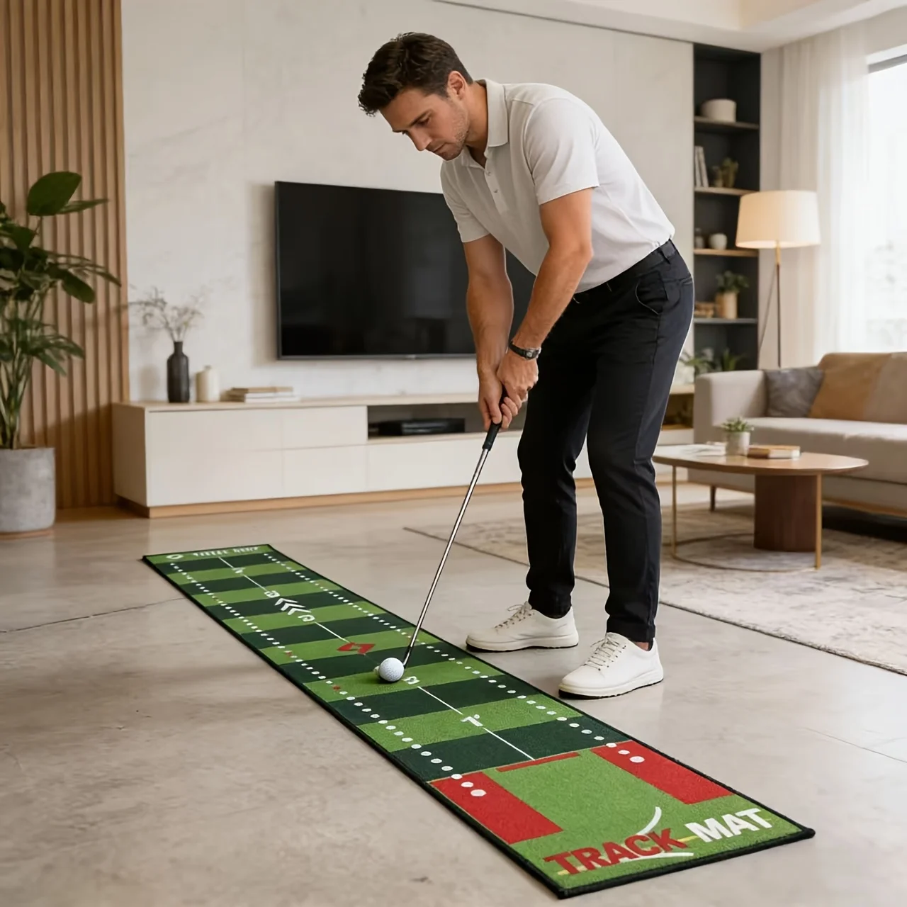 VIKAMA Indoor Outdoor Dual Use Golf Green Putting Mat Portable Anti Slip Golf Putter Training Practice Rug