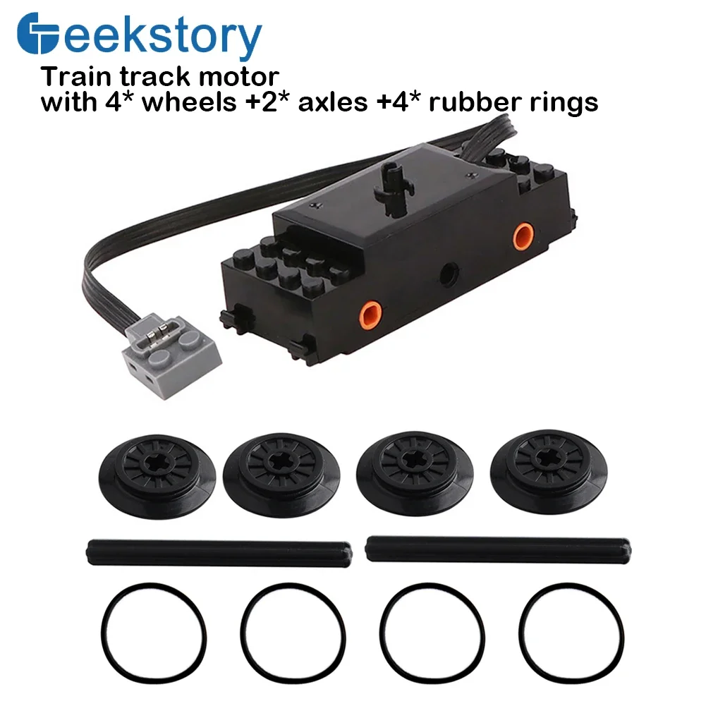 MOC Technical Parts Train Track Motor With Wheel Axle for Power Functions Parts Building Blocks Legoeds 88002