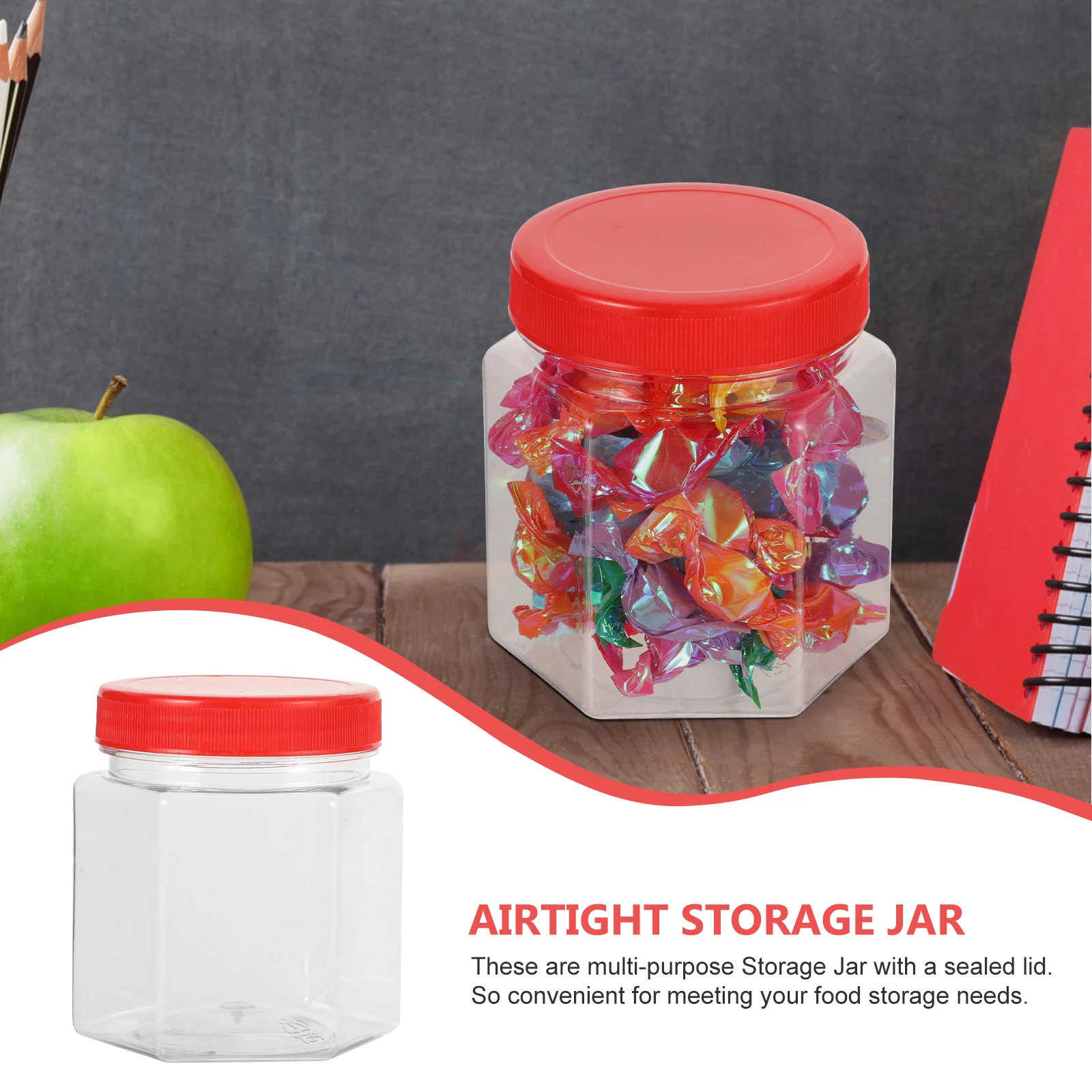 

5Pcs Hexagon Dry Food Jar Plastic Airtight Storage Containers Kitchen Pantry Jars for Sugar Tea Rice Flour Cereal Storage