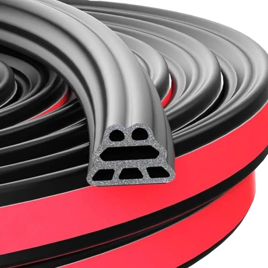 5m 16ft 6 Holes Car Door Trunk Edge Seal Strip Rubber Weather Moulding Trim Three Layer Universal