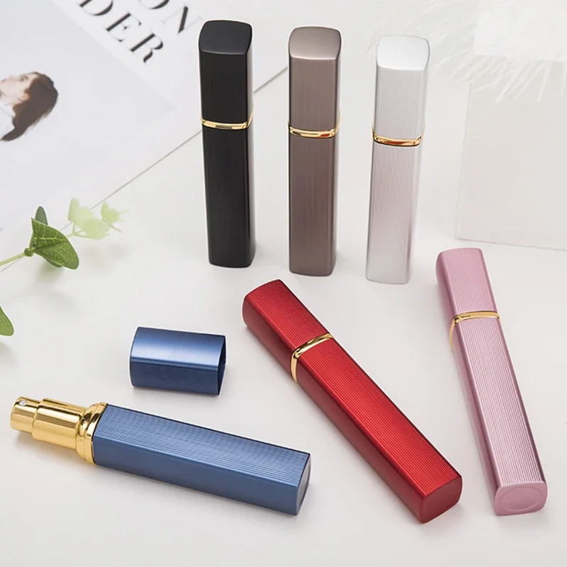 1pcs 6 color Metal Case Glass Tank Perfume Bottle Aluminum Nozzle Spray Refillable  Parfum Cosmetic  Container 12ml