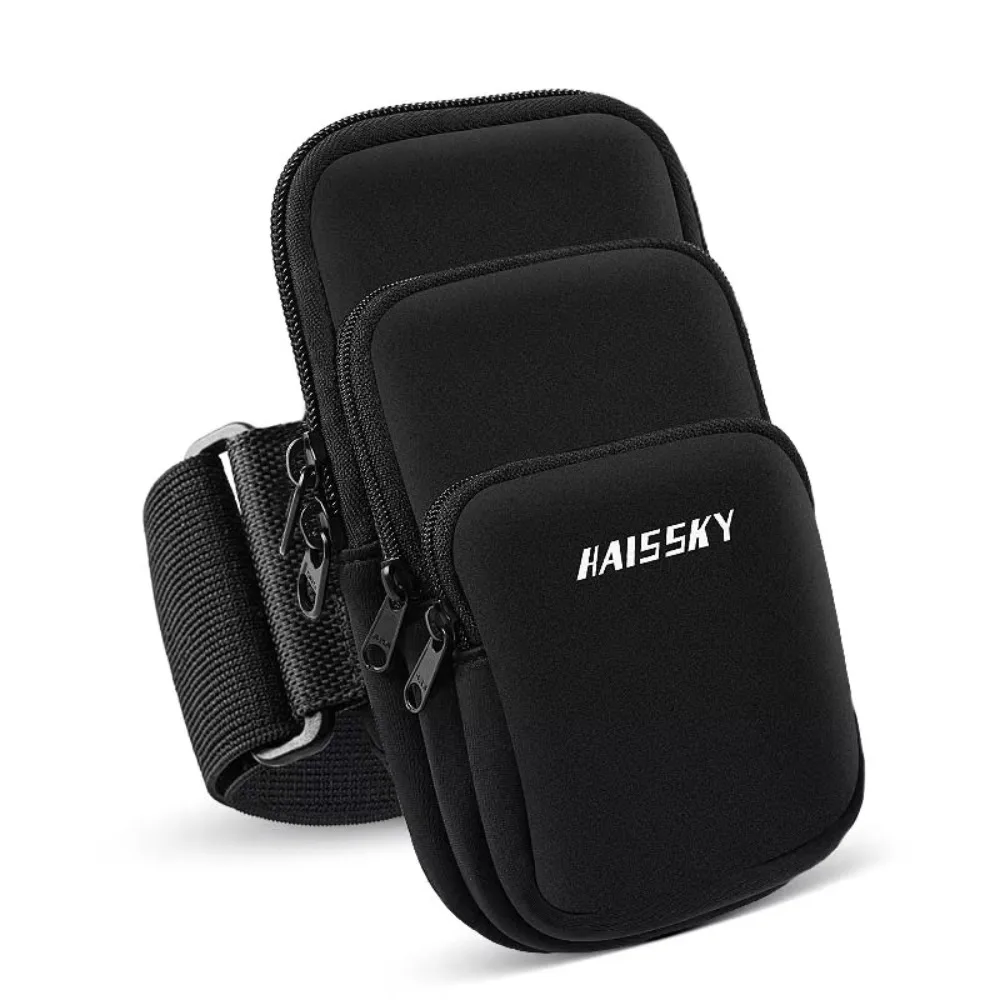 

Three Pockets Running Phone Bags Phone Holder Large Capacity Arm Band Pouch Neoprene Headphone Card Mobile Phone Arm Bag