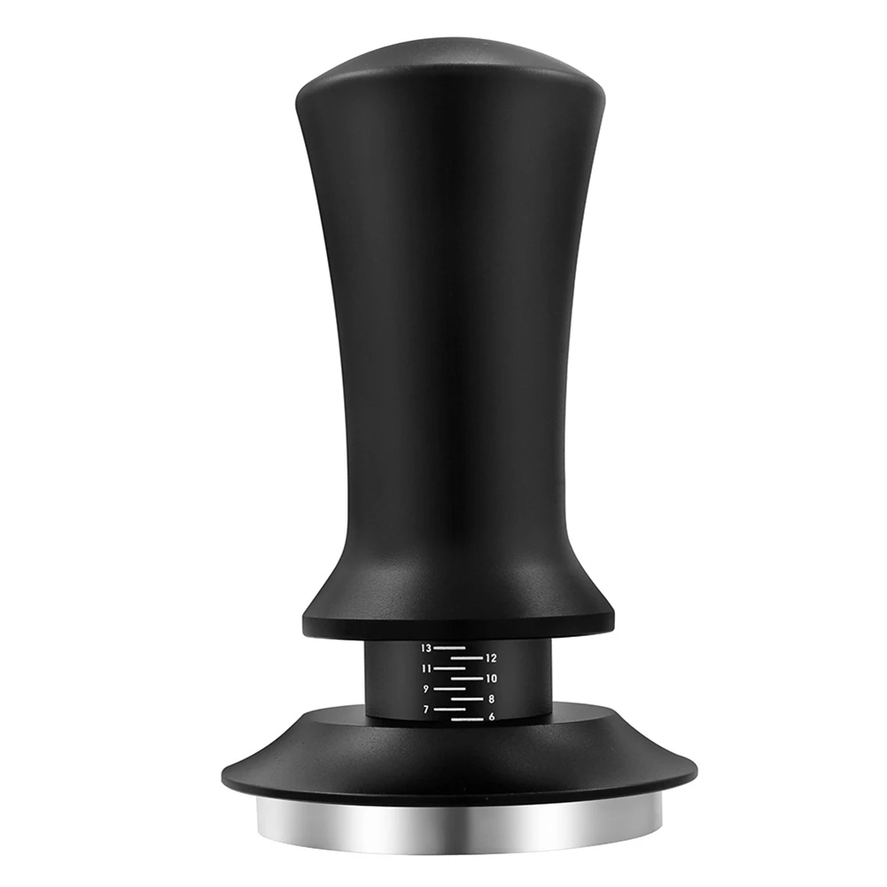 

Coffee Tamper Adjustable Depth with Scale 30Lb Espresso Springs Calibrated Tamping Stainless Steel Flat Base Black 51Mm