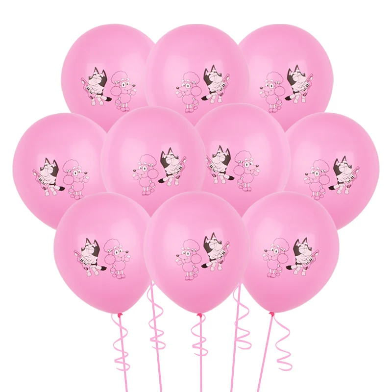 12/24/36/48PCS Cartoon Bluey Printing Latex Balloons 12inch Pink Blue Yellow Balloon Children Birthday Party Favors Baby Shower