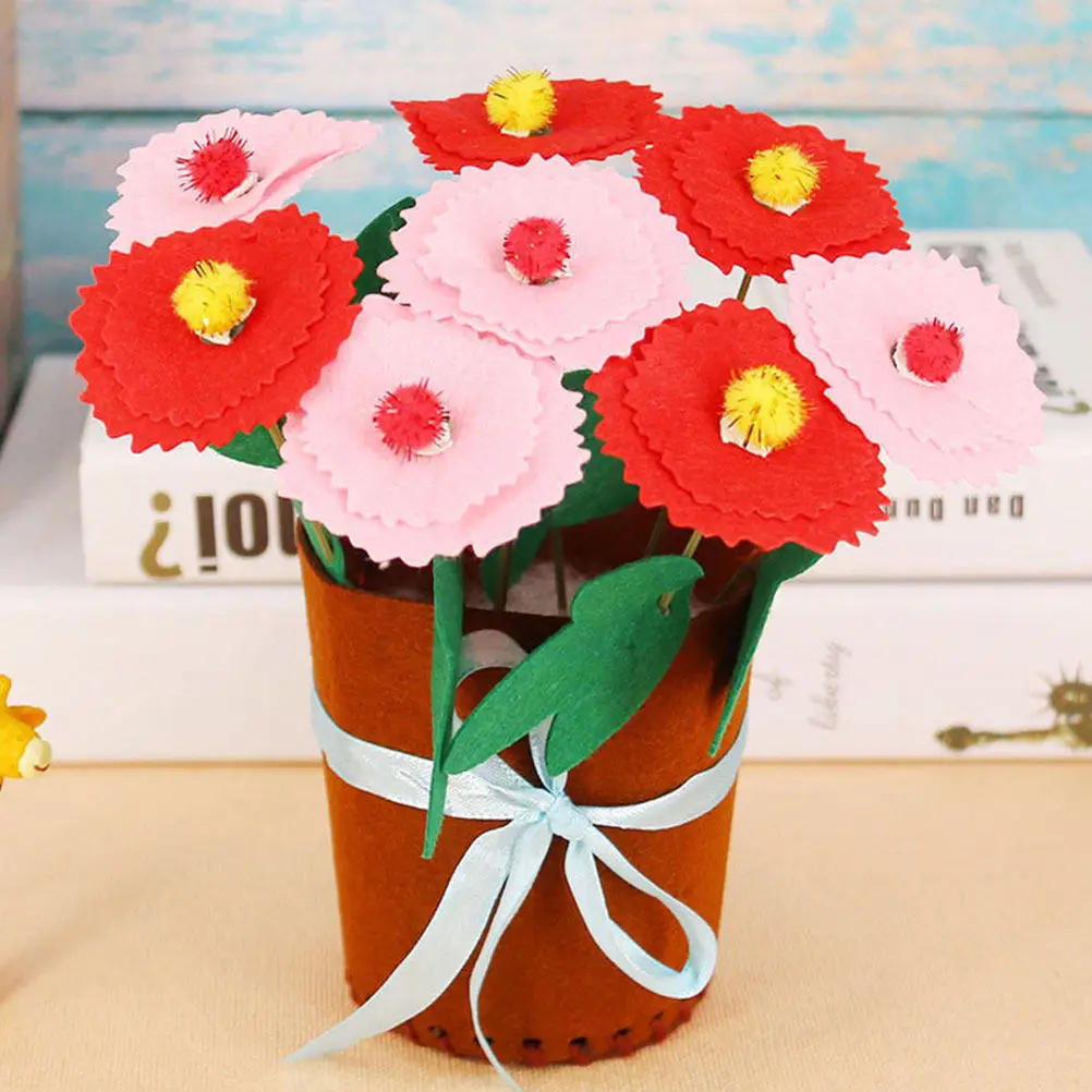 8Set DIY Flowerpot Material Nonwoven Colorful Cloth Creative Props for Wedding Proposal Anniversary Valentine Gift DIY Flower