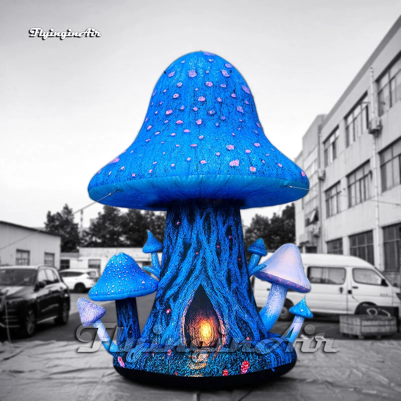 

5m/6m Fancy Blue Giant Inflatable Mushroom With LED Light Party Decorations Fairy Tale Themed Ornaments