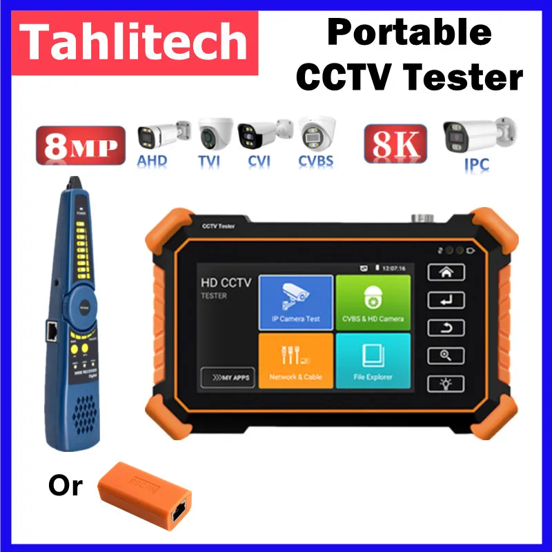 

IPC1900/1910 4-дюймовый 8K тестер видеокамеры IPC тестер WIFI UTP кабельный тестер 8K H.265 4K H.264 тест IP аналоговый TVI CVI AHD тестер камеры