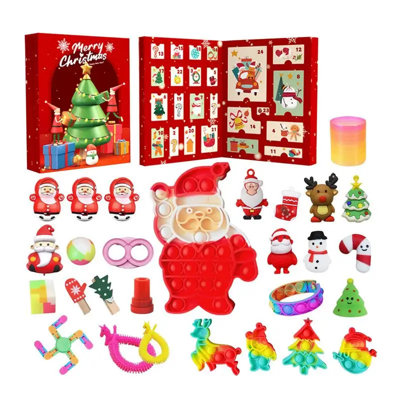 24 Days/set Squeeze Toys Christmas Countdown Advent Calendar Toy for Kid 2024 New Year Children Xmas Gift Stress Relief Toy Kit