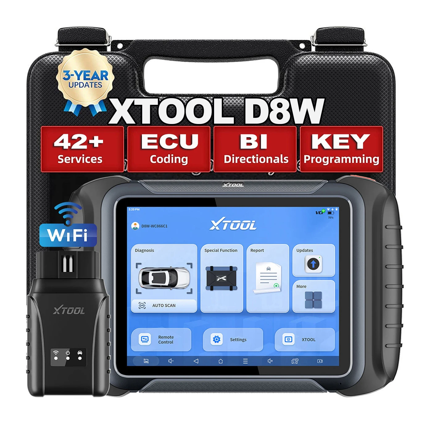 For D8W OBD2 Scanner & Key Programmer 2 Years Warranty AI Diagnostic Assistant 8inch Touch Screen for Cars 2026