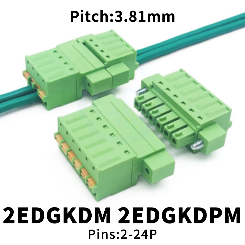 (1 Set) KF 2EDGKDM 2EDGKDPM -3.81mm Flange Fixed Pair Quick Terminal KF2EDGKDM Screwless Spring Push Type 15EDGKDM-3.81 2-16Pin