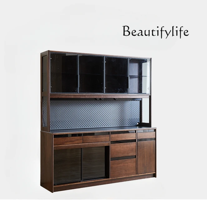 Japanese-Style Solid Wood Stone Plate Sideboard Cabinet Integrated Nordic Modern Minimalist Living Room Storage Wine Cabinet