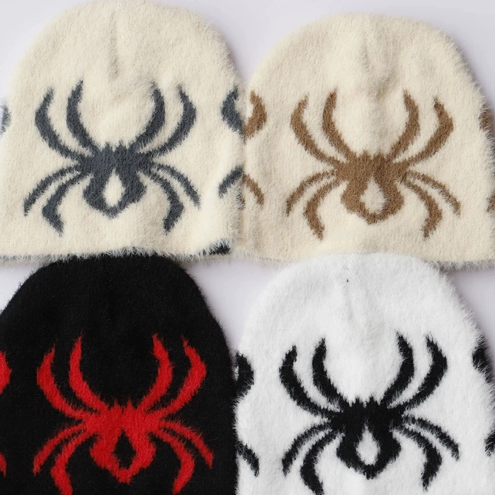 New Autumn/Winter Halloween Spider Jacquard Knit Beanie Funny Festival Pullover Hats Warm Woolen Cap