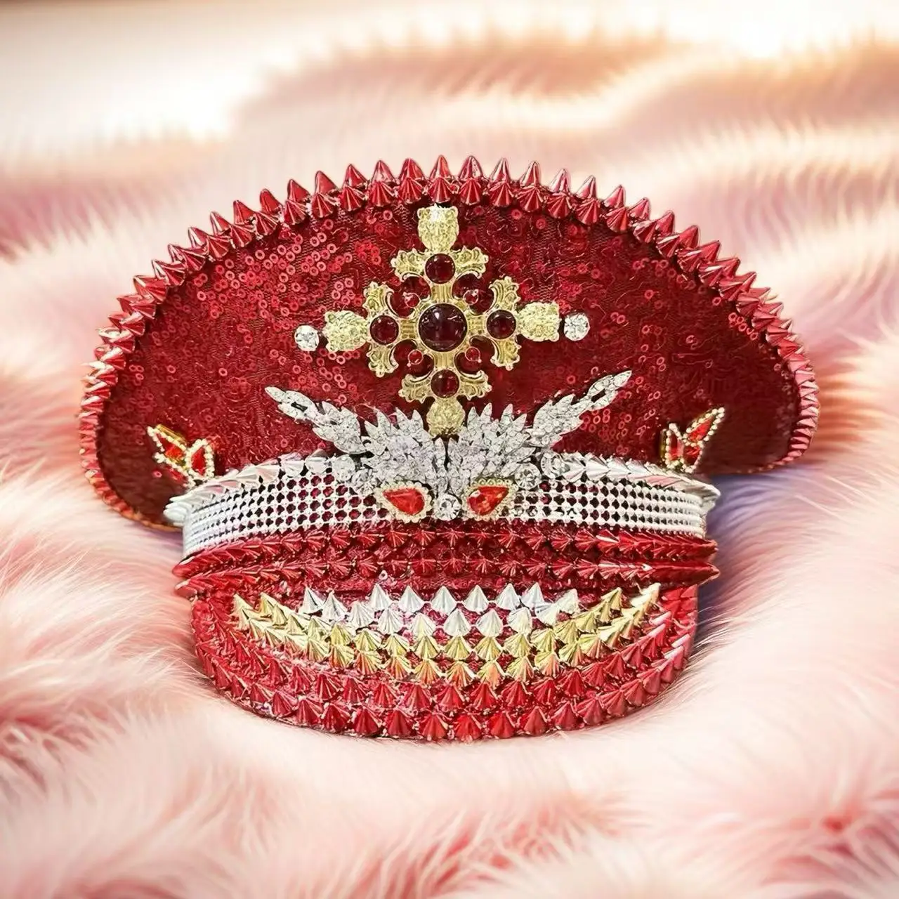 スチームパンク-キャプテンハット-ラインストーン付き-バーニングマンフェスティバル-女性用、ヴィンテージミリタリーアクセサリー＆キャップ-男性用