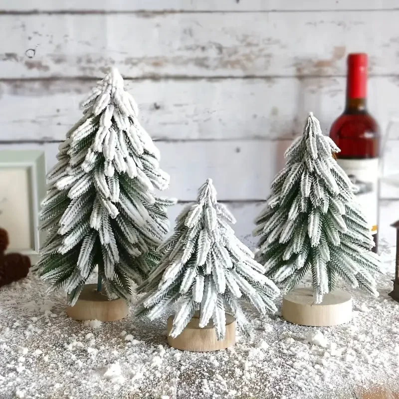 

Simulated mini Christmas tree, home holiday decoration, desktop holiday decoration, snow night Christmas is more realistic