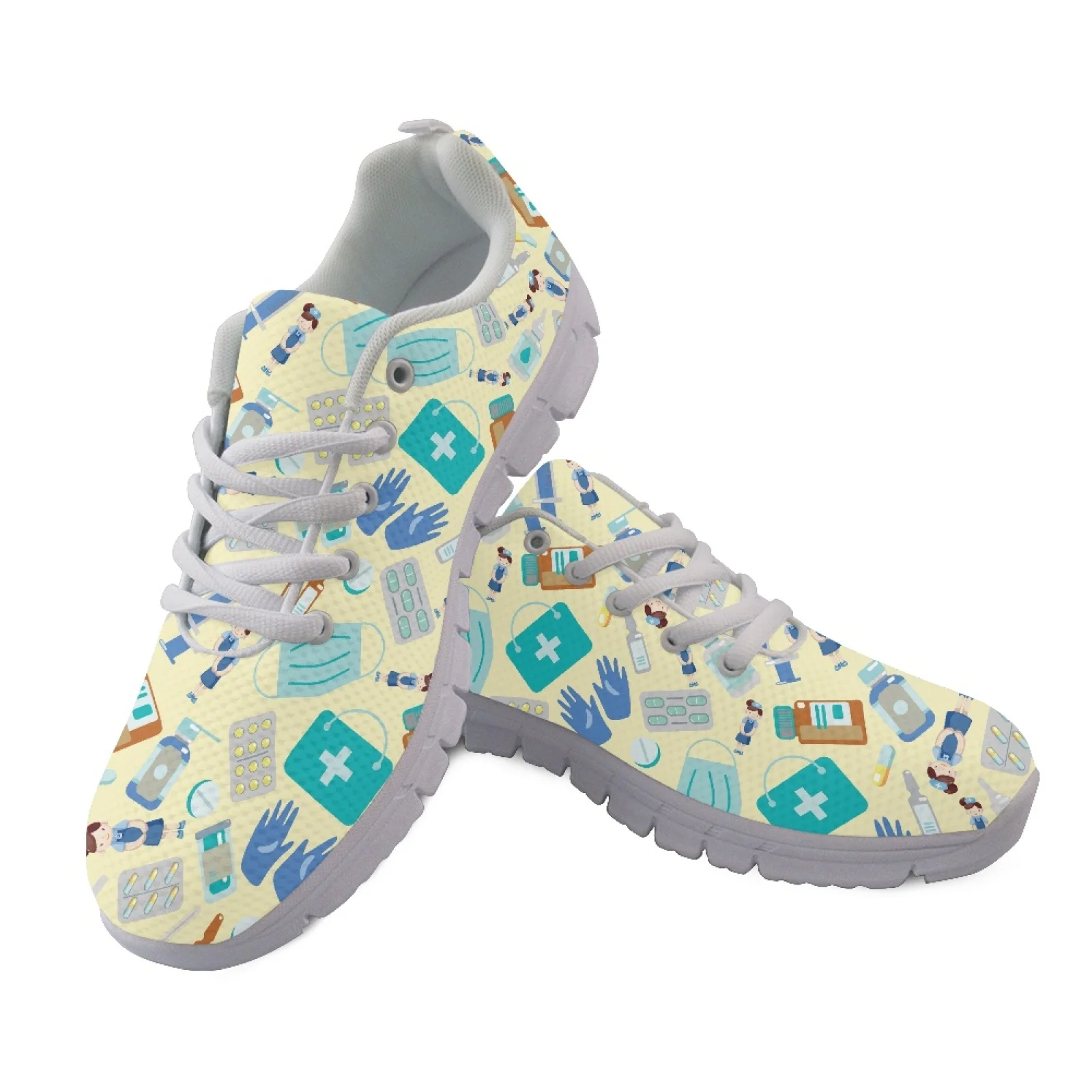 Coloranimal Nurse Medical New Trend Lightweight Walking Sneakers for Women, Mesh and EVA Sole Breathable Jogging Athletic Shoes