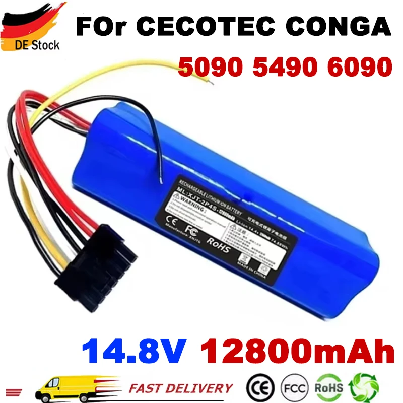 Batería INR18650 para Robot aspirador, Pila de 14,8 V y 12800mAh para aspiradora robótica Cecotec Conga 5090, 5490 ，6090