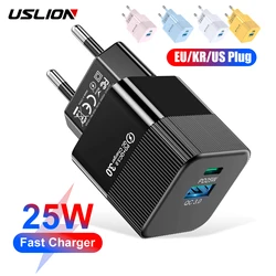 USLION PD 25W Mini USB C Fast Phone Charger for iPhone 15 Pro Max  KR EU US Plug Travel Adapter for Xiaomi 14 Oneplus 12 POCO X6