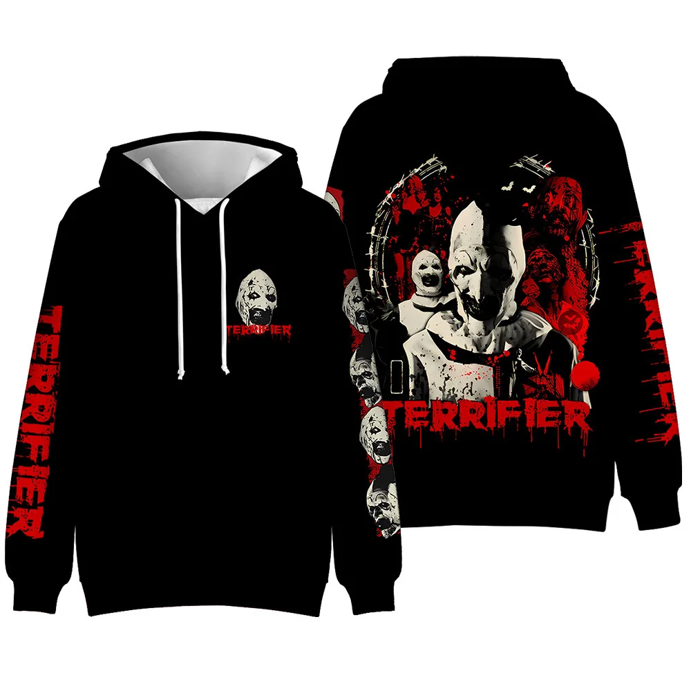 Terrifier película de terror sudaderas con capucha estampadas en 3D hombres mujeres moda Casual sudaderas de gran tamaño Sudadera con capucha