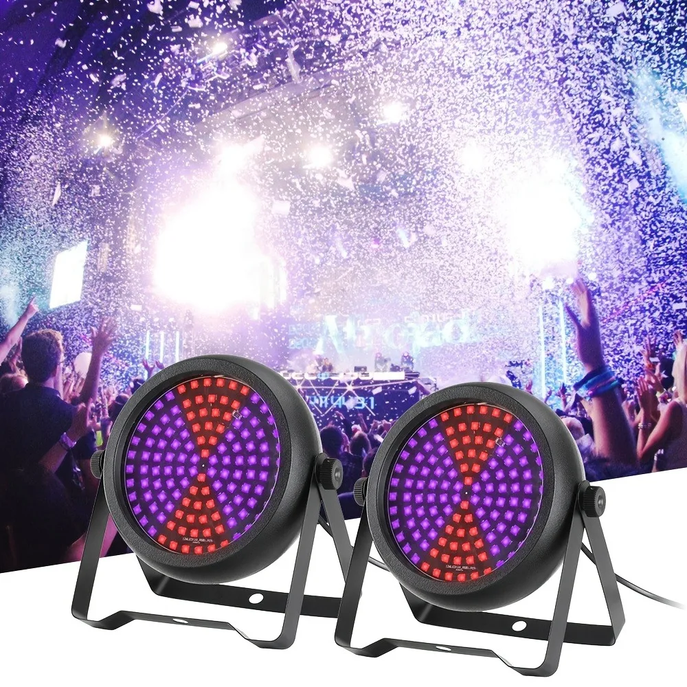 Two Sets of Strobe Lights, 126 Ultra-Bright Rgb+Uv Led Stage Strobe Lights, Suitable for Parties and Halloween, with Built-In Sound Control Mode and Dmx-512 Mode Dj Flash Lights, Ideal for Room Stages and Disco Parties