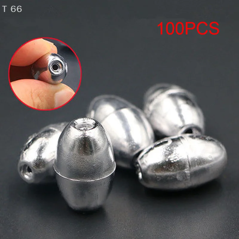 100 Pcs For Saltwater Freshwater Olive Shape Fishing Sinker 0.5/1/2g Oval Drop Shot Bass Fishing Weight Casting Sinkers