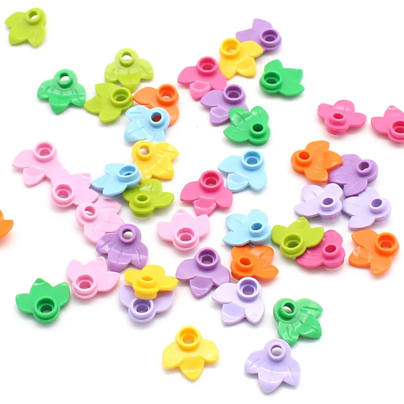 100pcs MOC 32607 Plant Plate Round 1x1 Leaves Pumpkin Tree DIY Enlighten Building Bricks Compatible Children Diy Bricks Toy
