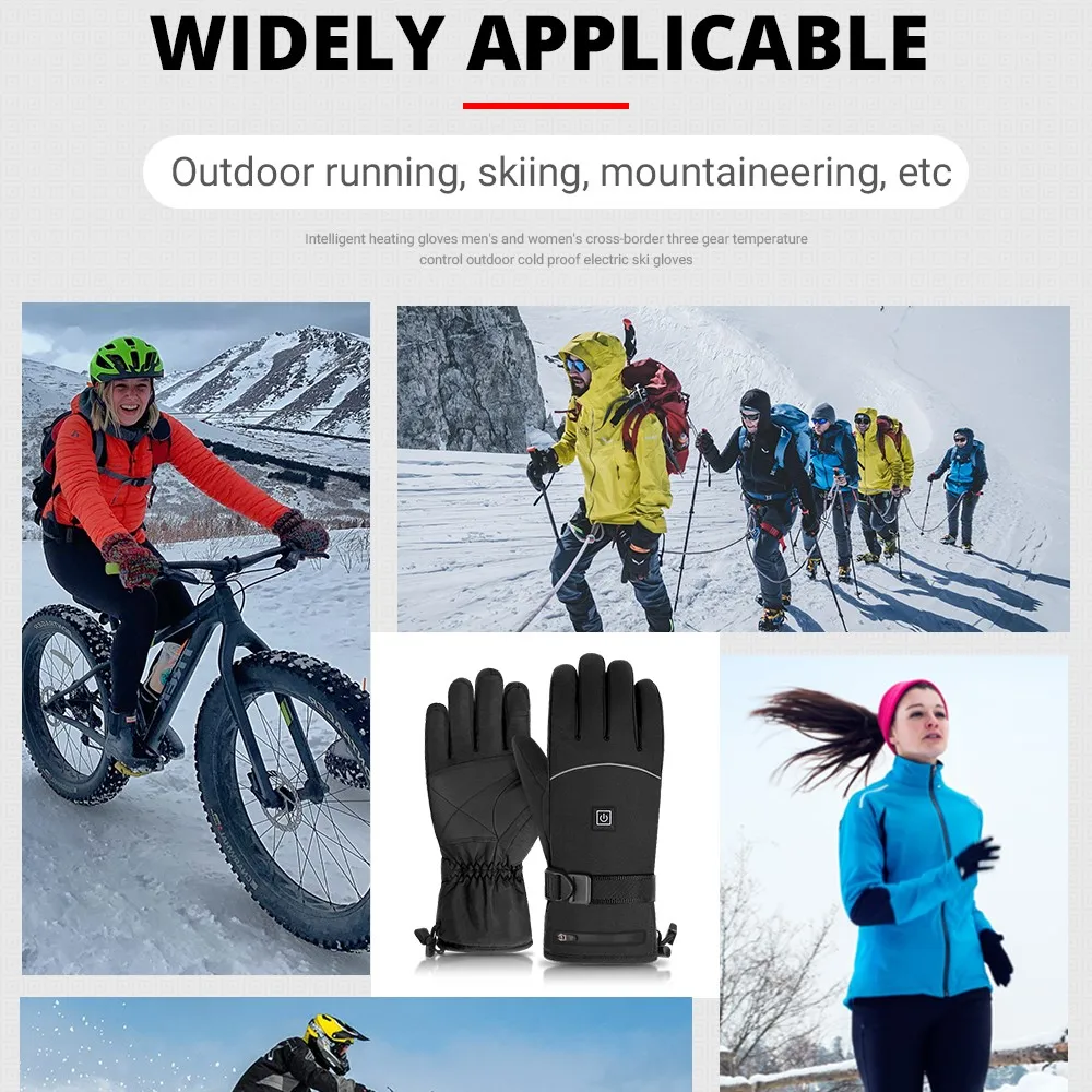 Motorcycle Heated Gloves Winter Warm Heated Gloves Skiing Snowboarding Waterproof Touch Screen Motorcyclist Heated Gloves