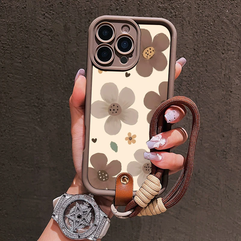 Retro-Blumenmuster Lanyard-Handyhülle für Samsung Galaxy Note 20 S24 S25 S26 Plus S24 S23 FE S23 S24 S25 Ultra A56 Cover – Detail 3