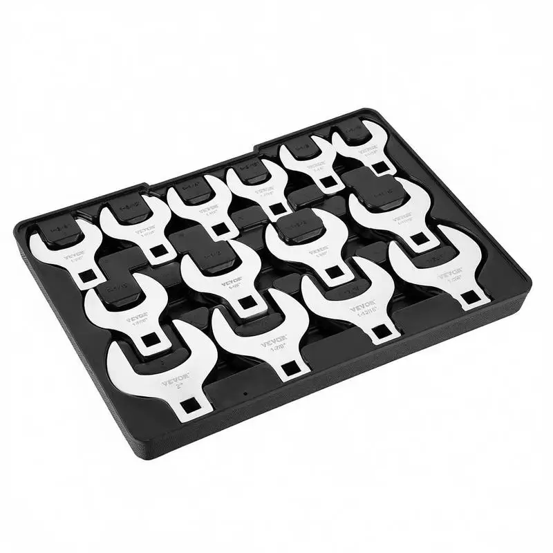 

Crowfoot Wrench Set, 1/2" Drive 14-Piece SAE (1-1/16" - 2") Crows Foot Wrench Set with Storage Tray, 40CR Material with Laser Etched Sizing, for Mechanical Maintenance or Repairs