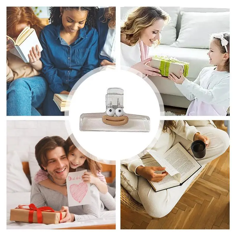 Funny Paper Clips File Folder Paper Clips Multi-Functional Acrylic Transparent Sausage Mouth Design Exam Paper Clip Book Helper