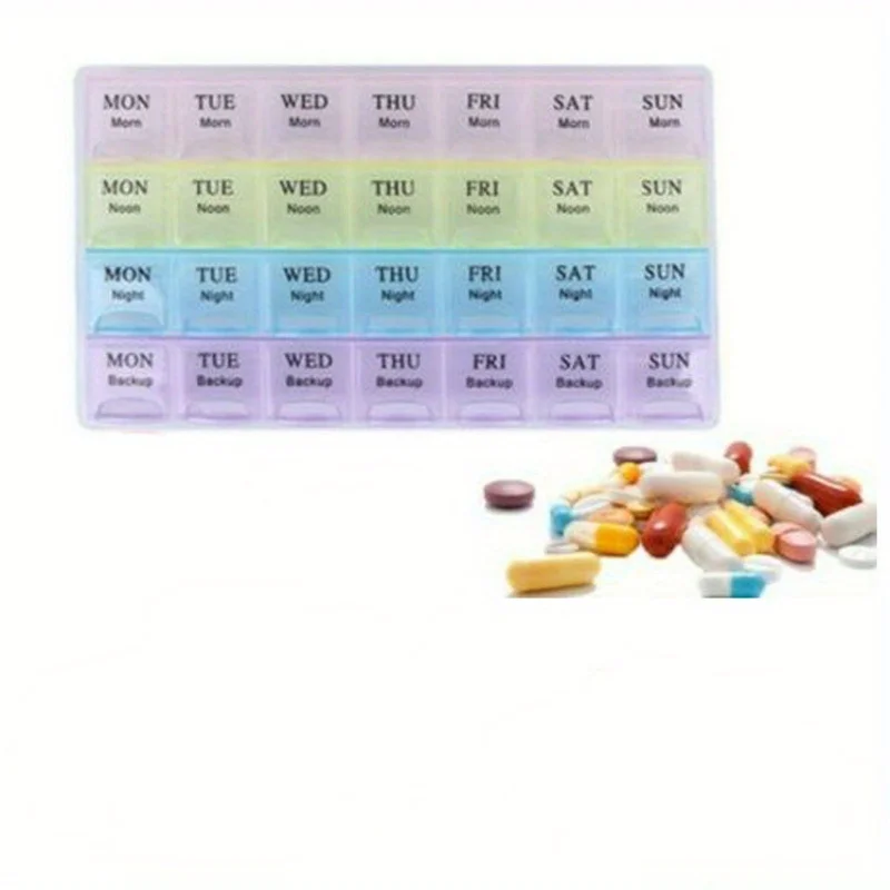 Organize Your Medications with This Portable, Large Capacity English Medicine Box - 28 Grids!