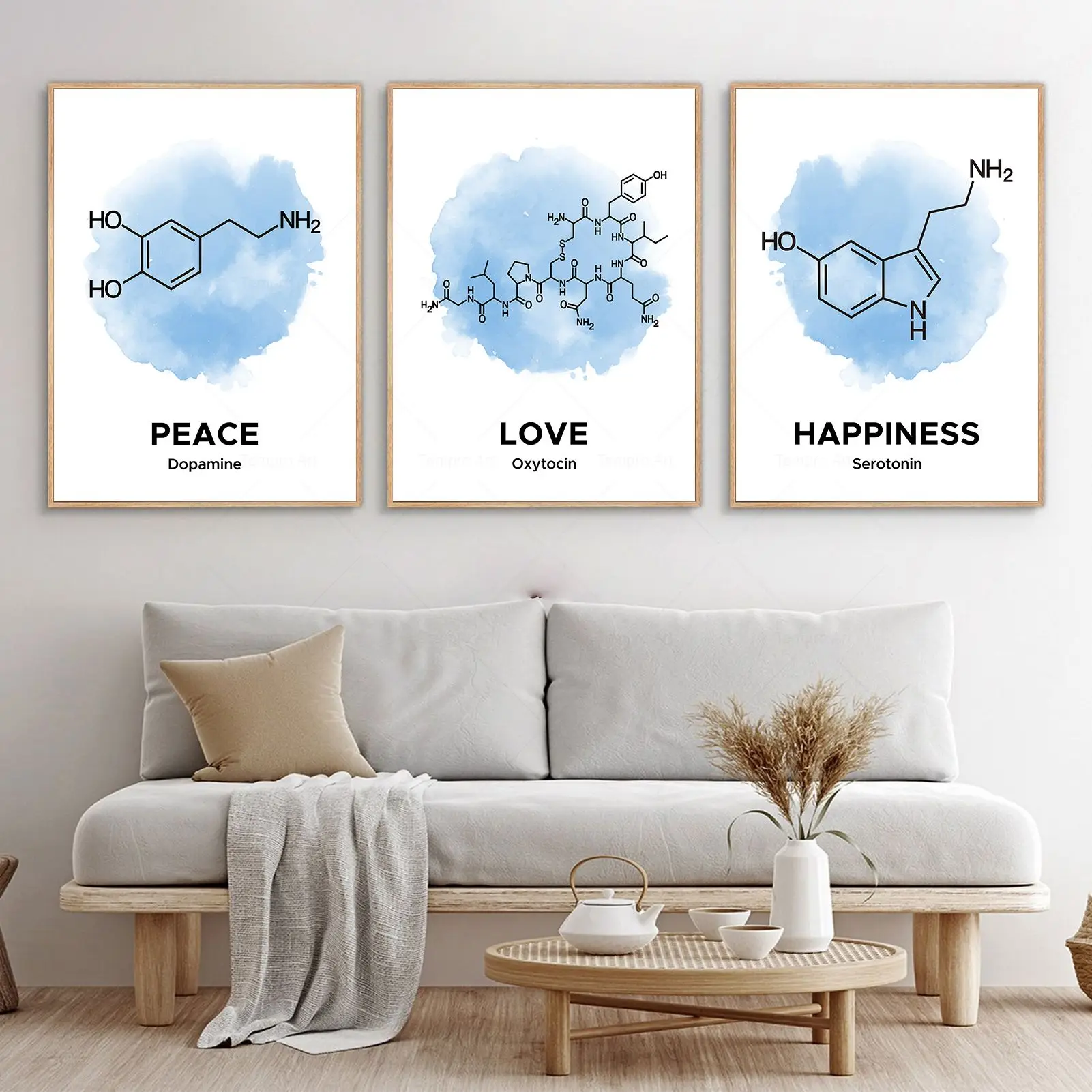 Oxytocin Dopamine Molecular Structure Picture Poster School Lab Wall Art Canvas Painting Print Chemistry Science Classroom Decor