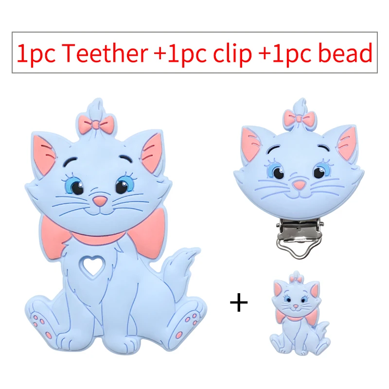 3-teiliges Set Silikon-Cartoon-Beißring Nippelclip-Perlen DIY Schnullerketten-Clips Perlen Geschenk Schmuckzubehör