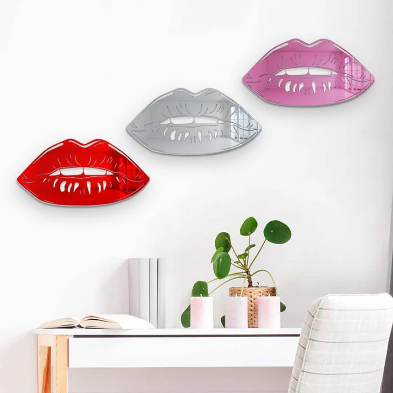 Acrylic Business Sign 3d Mirrored Wall Art Acrylic Lips Mirror Lips Decor Home Kiss Lips Wall Decor Dorm Room Decor Salon Decor