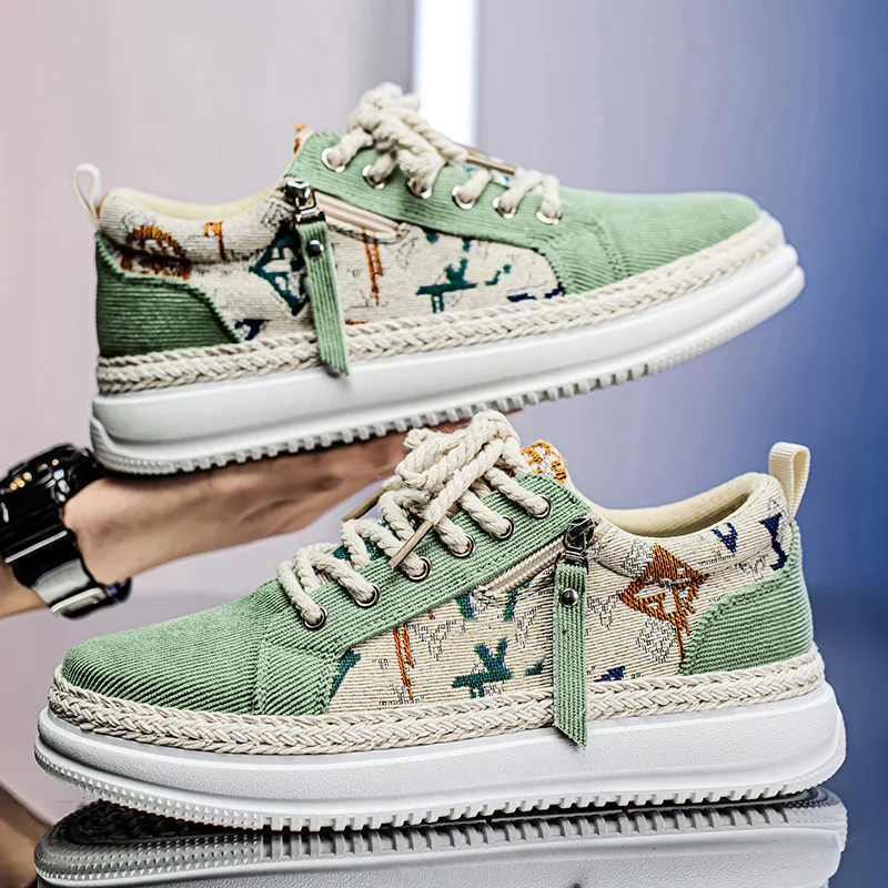 

Woven-bottom Fashionable Men's Casual Shoes 2025 Niche Youth Thick-soled Comfortable Platform Shoes All-season Men's Cloth Shoes