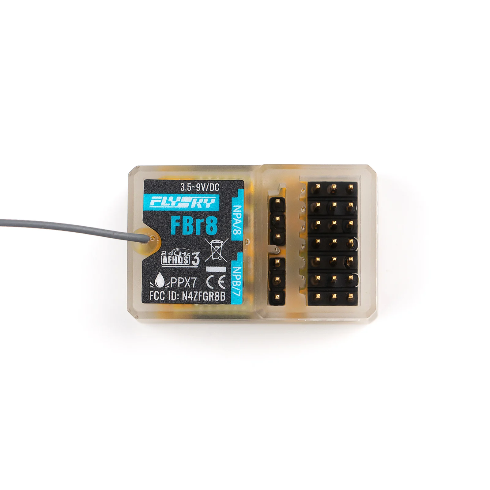 Flysky FBr8 2.4GHz 8CH Receiver AFHDS 3 System Supports Single Bidirectional Transmission PWM/PPM/i-BUS2/S.BUS/i-BUS PPX7