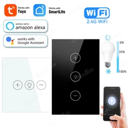 Tuya WiFi Dimmer Switch LED Light Smart Life App Bezprzewodowy pilot zdalnego sterowania Inteligentny ścienny przełącznik dotykowy do Alexa Google Home