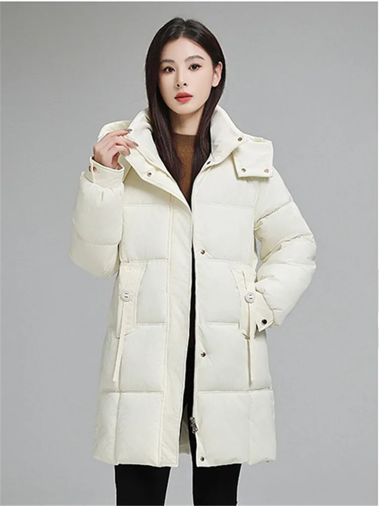 Demi-season Jacket for Women 2024 Winter Long Cotton-padded Jacket Casual Hooded Thicken Warm Parkas Coats Female Outerwear