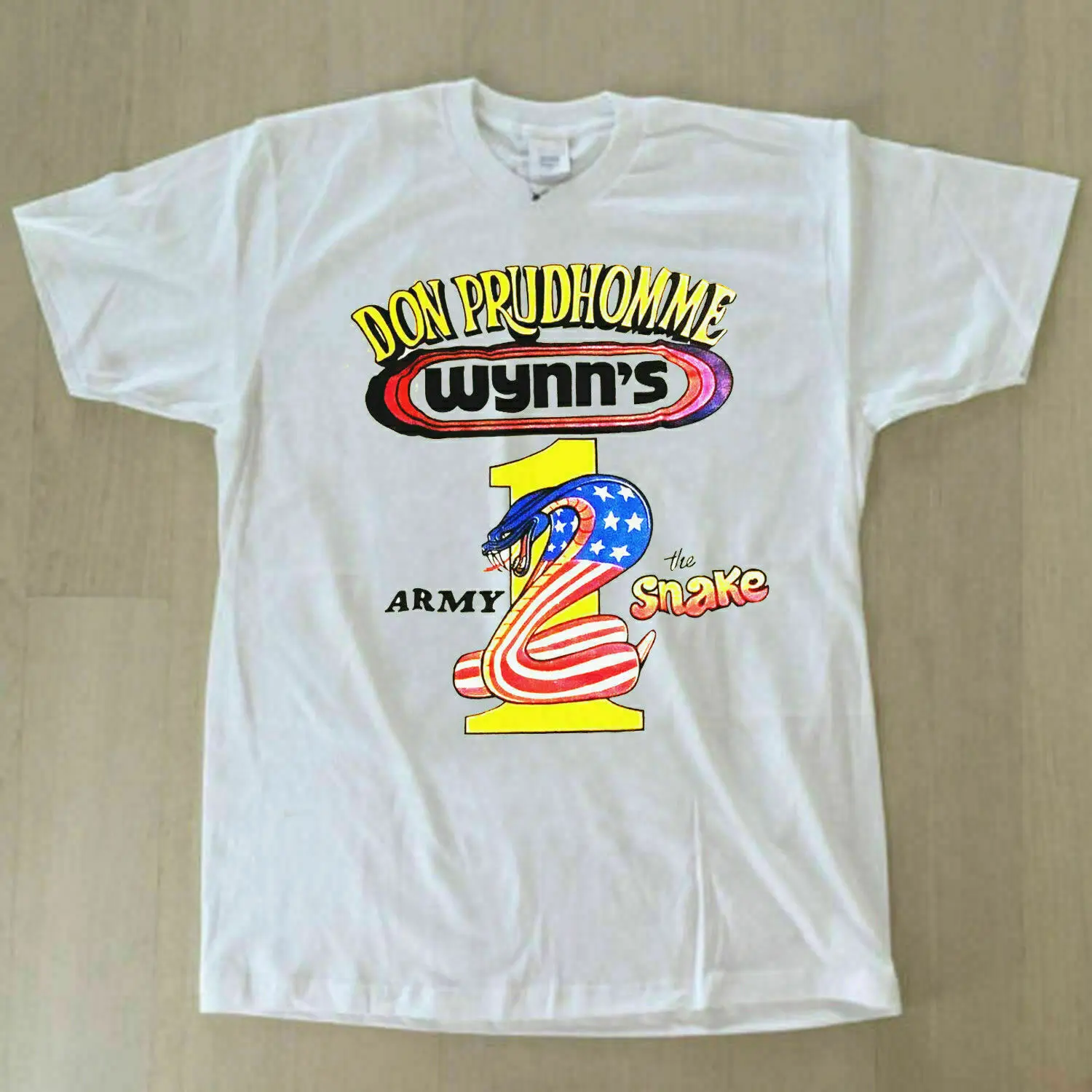 New DON PRUDHOMME ARMY WYNNS Mens WhiteT T Shirt Size S 2XL