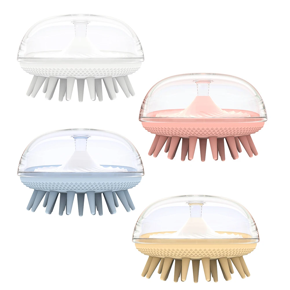 

4 Pcs Silicone Shampoo Brush Hair Washing Massager Dry Wet Use Scalp Cleaner Head Massage Comb Durability Long Lasting Practical