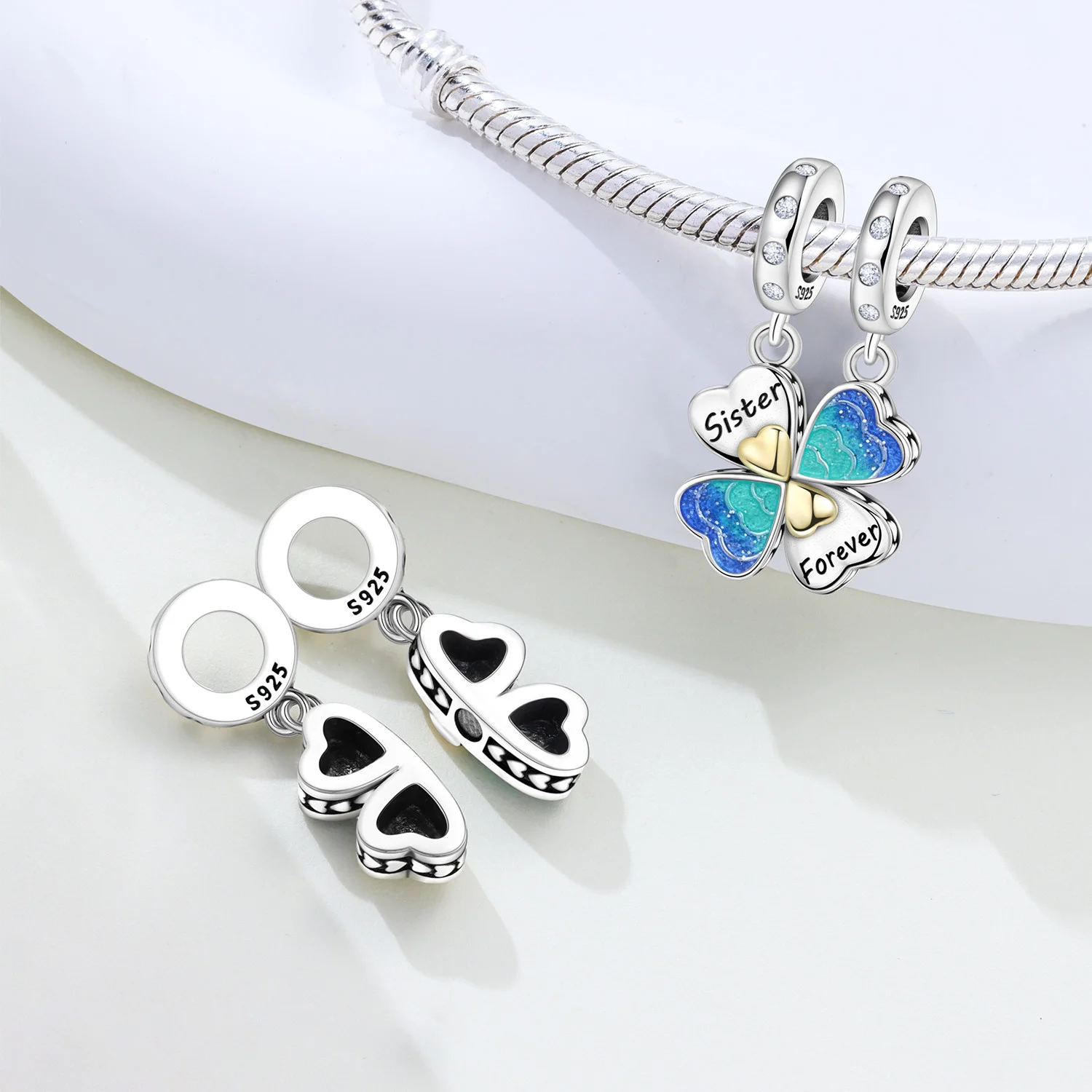 PANPOKI 925 Sterling Silver Separable Lucky Symbol Pendant Beads Original Pendants Bracelet Charm Jewelry Party DIY Trendy Gift