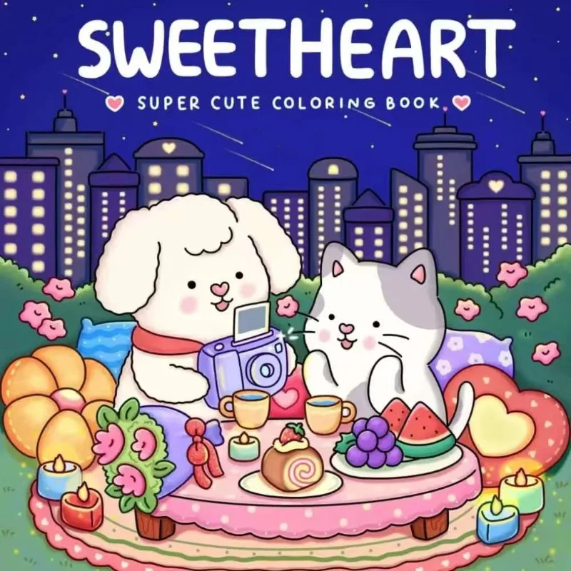SWEETHEART Cat Dog Animal Coloring Book Kids Cartoon Graffiti Drawing Book