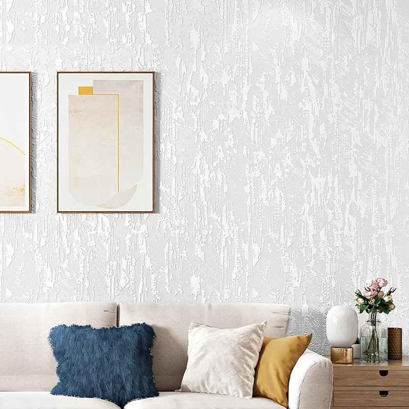 Diatomite Style 3D Wall Mural Premium Pure White Nordic Clothing Store Decoration Textured Art Wallpaper